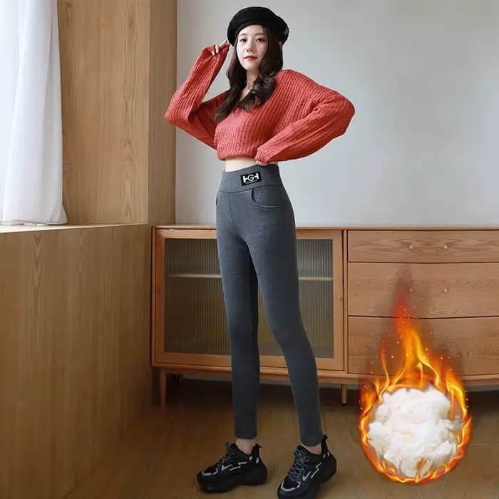  Leggings thermiques doublés en polaire pour femmes, collants chauds d'hiver, ceinture antidérapante, Streetwear d'extérieur, pantalons de Yoga, peluche haute densité 