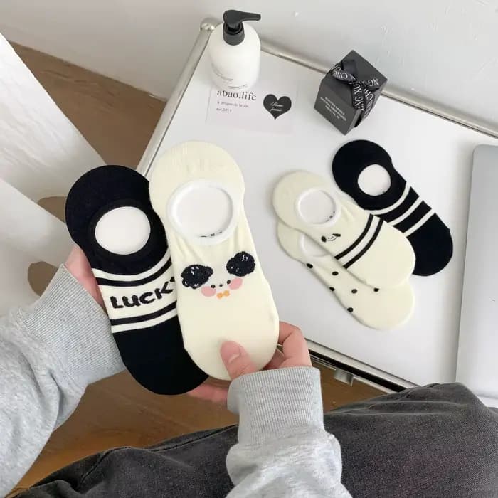 Chaussettes invisibles pour femmes, printemps-été, à rayures et pois, fines, simples, mignonnes, respirantes, absorbant la transpiration, chaussettes bateau