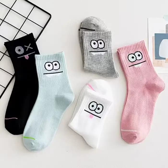 5 paires de chaussettes imprimées Expression mignonnes