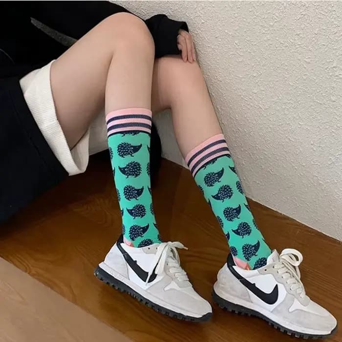 Mode coloré printemps automne bas femmes chaussettes plante hérisson paresseux coton
