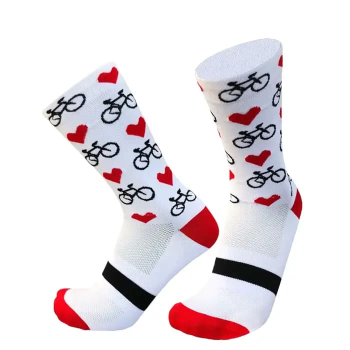 Chaussettes de Sport professionnelles professionnelles pour hommes et femmes, chaussettes de vélo de route à Compression, de course, à motif de cœur, nouvelle collection