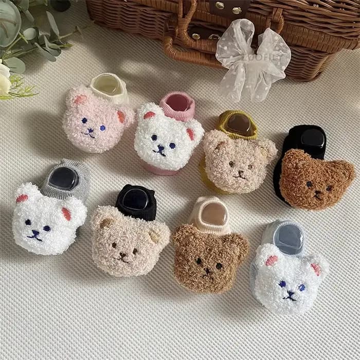 Nouveau bébé chaussettes courtes nouveau-né dessin animé ours chaussette enfants doux bateau