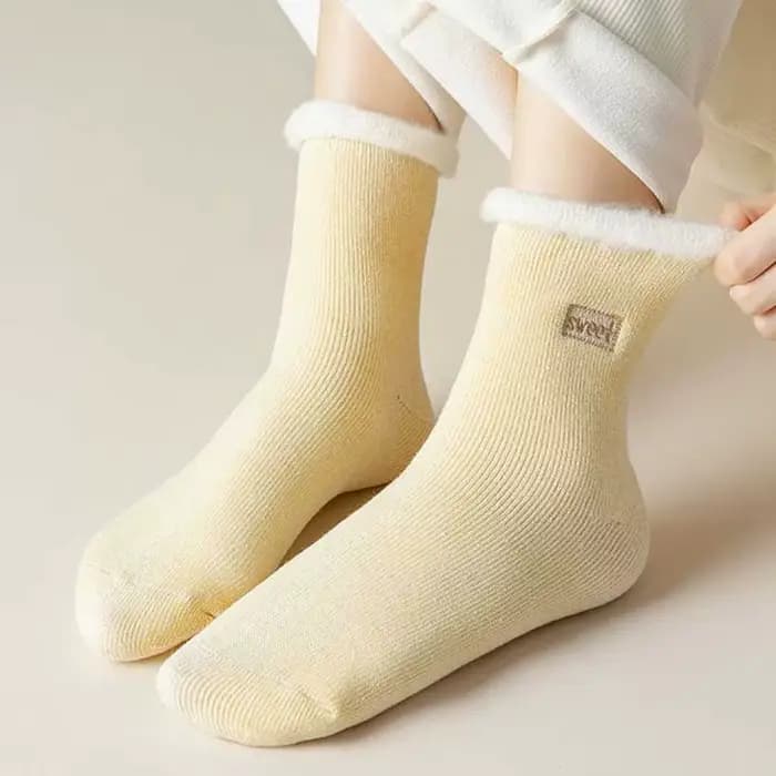 Automne et hiver nouvelles chaussettes épaisses pour femmes avec velours épaissi chaud géant épais corail