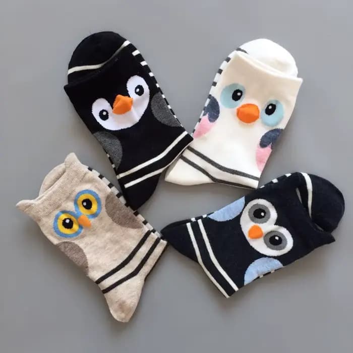 1 paire dessin animé hibou mignon filles chaussette Kwaii drôle mode