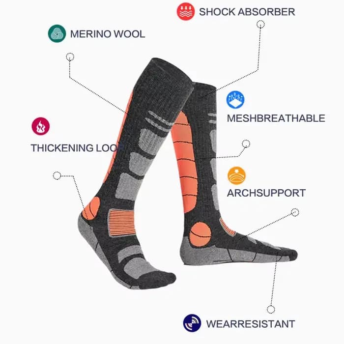 Chaussettes de cyclisme d'hiver mérinos sport Snowboard laine Ski randonnée Ski bas hommes femmes genou haute chaussette thermique