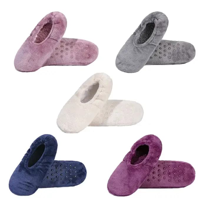 AOTOLK 1 paire de chaussettes de sol d'intérieur pour femmes hiver chaud antidérapant doux confortable chaussures de sol couleur unie dames pantoufles de maison
