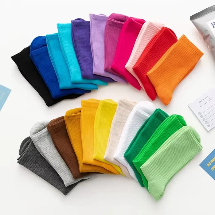Chaussettes de sport en coton pour femmes et garçons, 31 couleurs, à la mode, pour course à pied, cyclisme, style coréen, bas à Tube moyen, amples, bonneterie