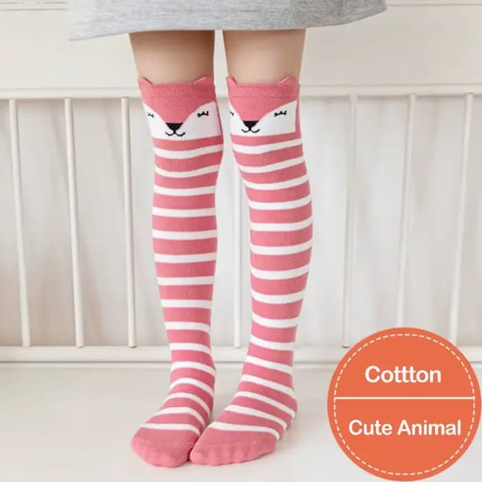 Enfants genou chaussettes hautes bébé enfants dessin animé Animal longues chaussettes en coton pour filles garçons enfant en bas âge école rayé enfant à la mode 2-12 ans