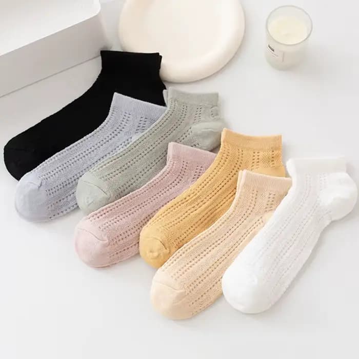 5 paires de chaussettes d'été mignonnes et amusantes en maille pour femmes