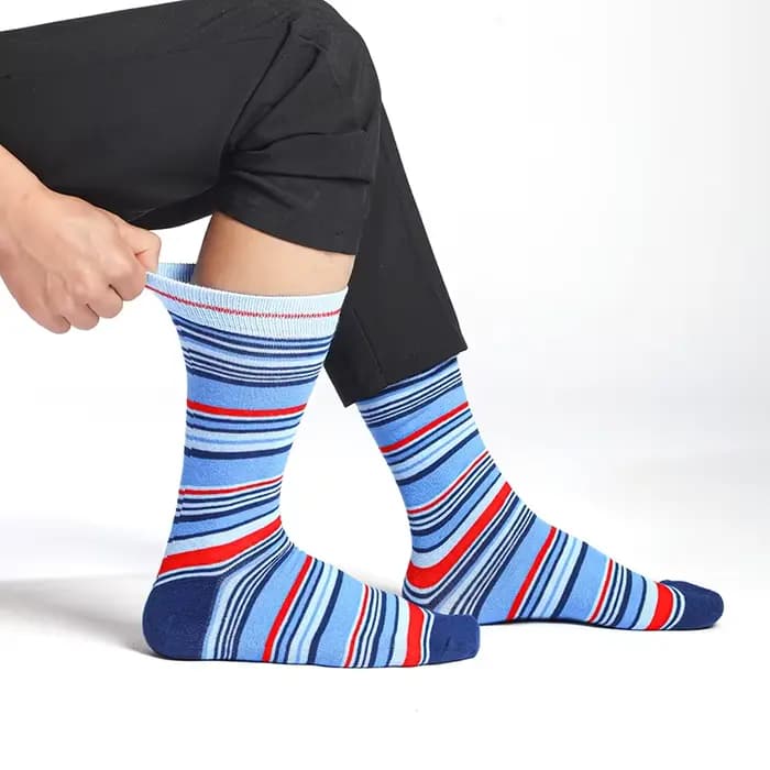 Chaussettes longues décontractées en coton pour hommes, motif de points bleus, affaires provoqué, marque douce, design de mode, grande taille, haute qualité, 6 paires