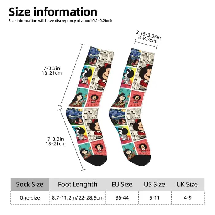 Mafaldas chaussettes de dessin animé bas gothiques automne