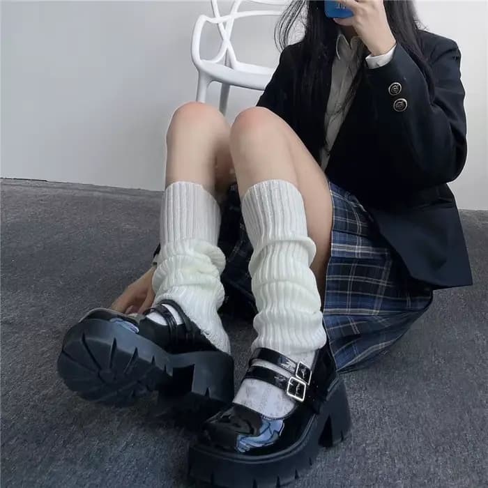 Chaussettes tricotées de couleur unie, chaussettes en laine, chaussettes japonaises JK, chaussettes mollet, chaussettes mi-tube, chauffe-jambes chauds pour automne et hiver