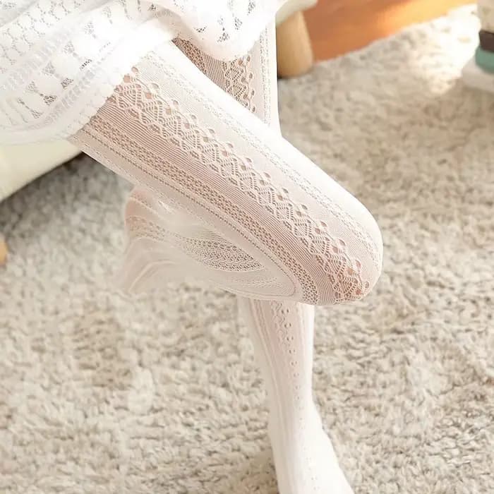 Nouveau collants blancs femmes Sexy mince conception Unique bas résille maille Vintage Jacquard
