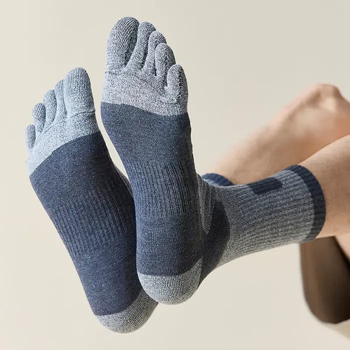 1 Paire de Chaussettes Athlétiques Mi-Mollet à Cinq Doigts pour Hommes et Femmes