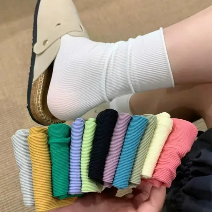 Femmes colorées en vrac sans boulochage chaussettes tricot côtes glace mince printemps été femme