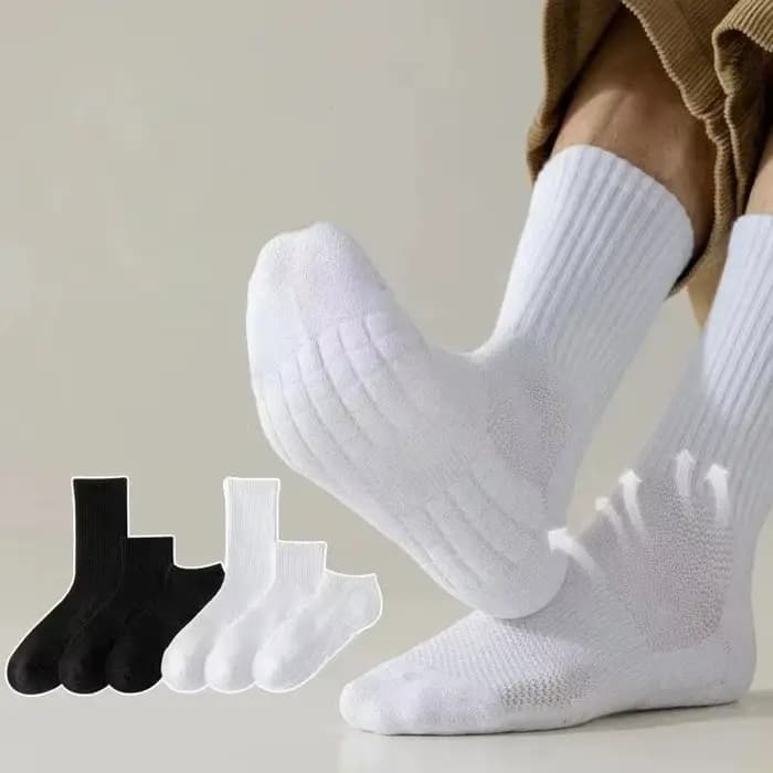 Chaussettes de sport respirantes et absorbant la sueur à fond épais pour hommes avec coussin inférieur pour la course à