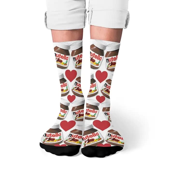 Nutella chocolat confiture heureux hommes chaussettes conception folle Harajuku nouveauté drôle tendance