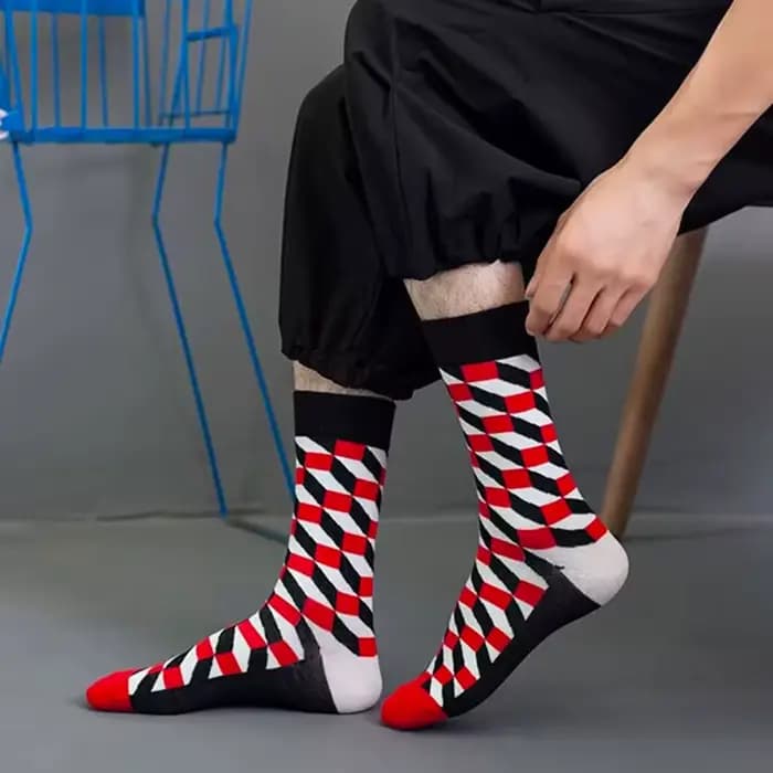 1 paire de chaussettes amusantes mode Hip Hop hommes femmes chaussette heureux carreaux colorés diamant Harajuku