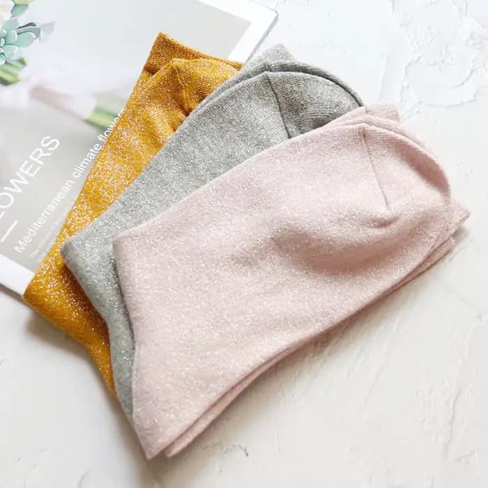 Chaussettes à paillettes couleur bonbon pour femmes