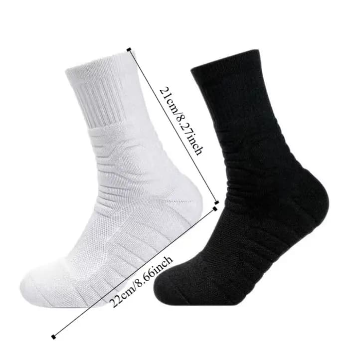 6 paires de chaussettes de basketball blanches et noires