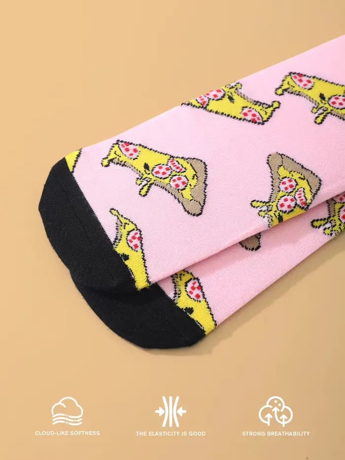 1 paire de chaussettes unisexes coupe moyenne pizza avec un roman et particulière cadeau de vacances créatif et intéressant Convient pour le pâques