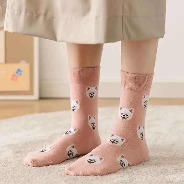 Mignon dessin animé chien moyen Tube chaussette femmes Ins créatif femme Sokken imprimé avec Shiba Inu dalmatien Malzis Teddy poméranien goutte