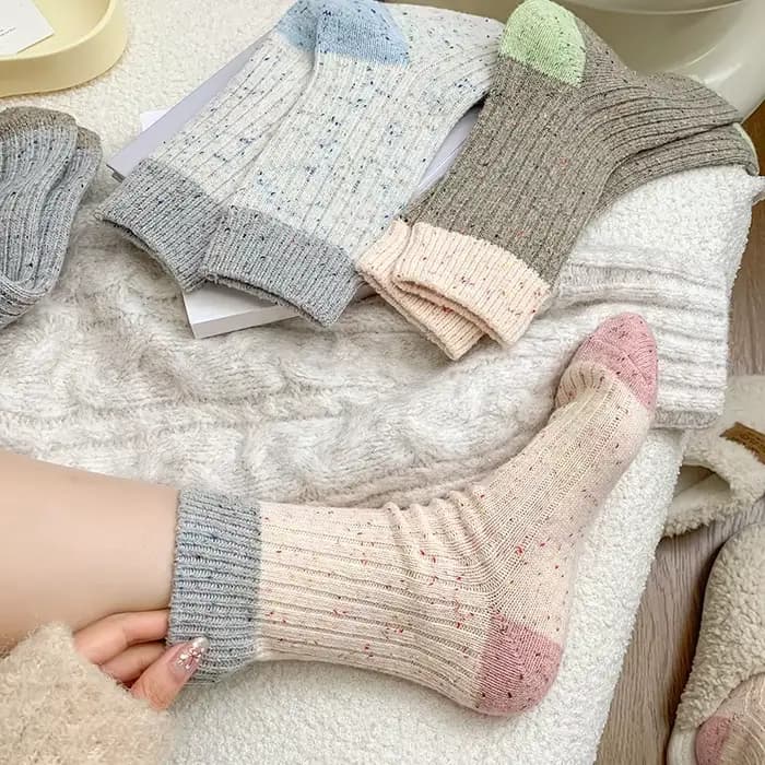 Chaussettes en laine douce pour femmes, optique, rayures, document bonbon, mode coréenne, chaud, nouveauté, doux, décontracté, hiver, automne, nouveau