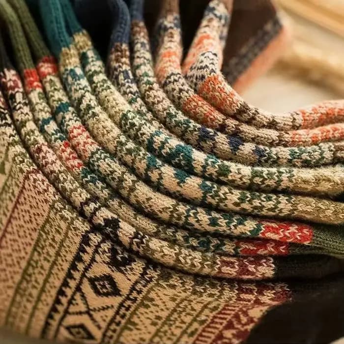 Chaussettes pour hommes rétro ethnique haut Tube Stocks automne hiver épais chaud chaussettes japonais épais Ins chaussettes respirant