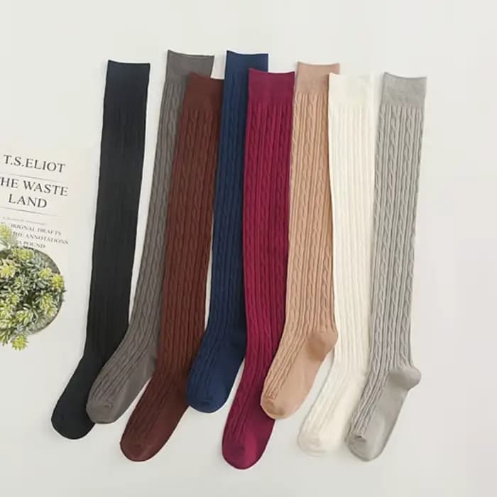 1 3 5 paires de chaussettes thermiques confortables en tricot au dessus du genou pour femmes, chaussettes d'hiver chaudes et élégantes avec matériau épais