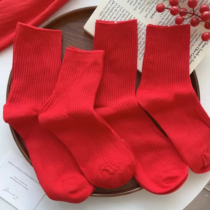 Chaussettes rouges en coton pour hommes et femmes