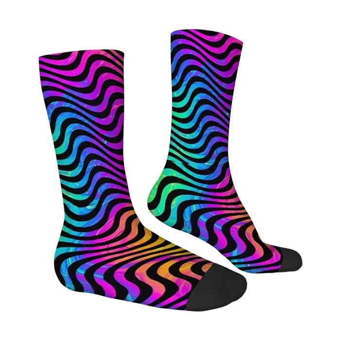 Chaussettes pour hommes à motif ondulé rétro psychédélique