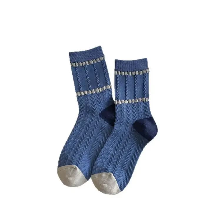 Chaussettes japonaises à carreaux de diamant pour femmes