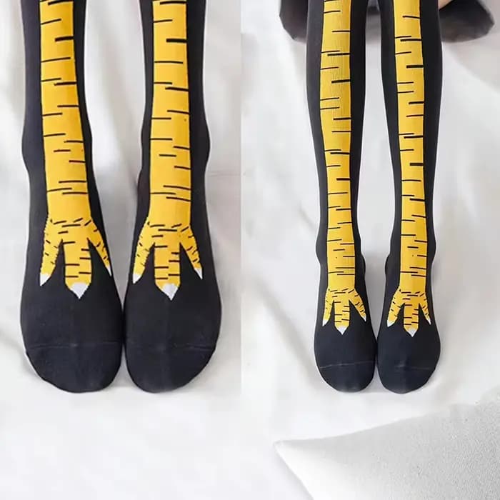 1/2/5 paires femmes genou chaussettes hautes à la mode dessin animé drôle poulet griffe chaussettes Fitness sport décontracté jambe mince Long Tube chaussettes femmes
