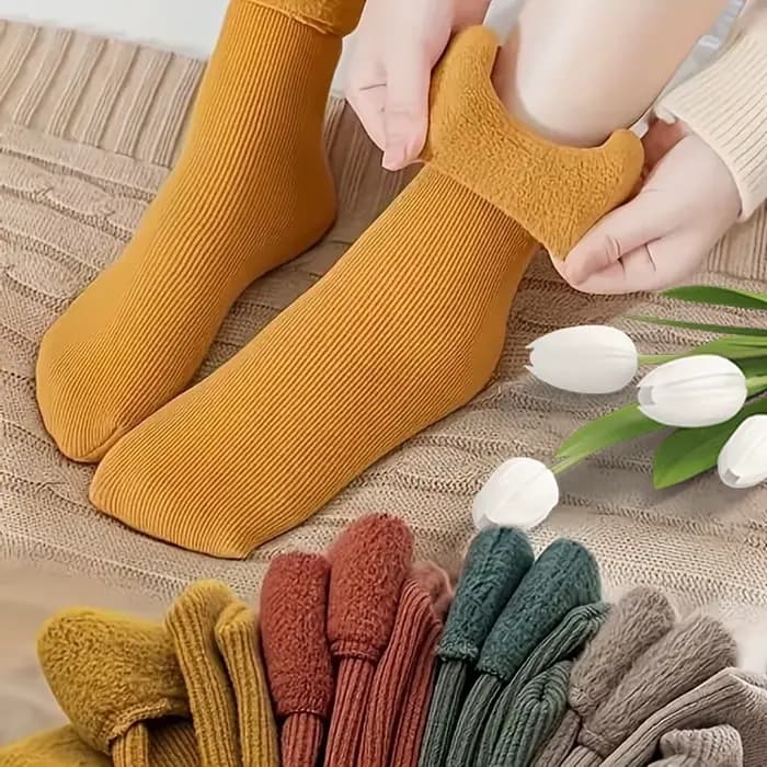 4 paires hiver chaud solide femmes chaussettes épaissir