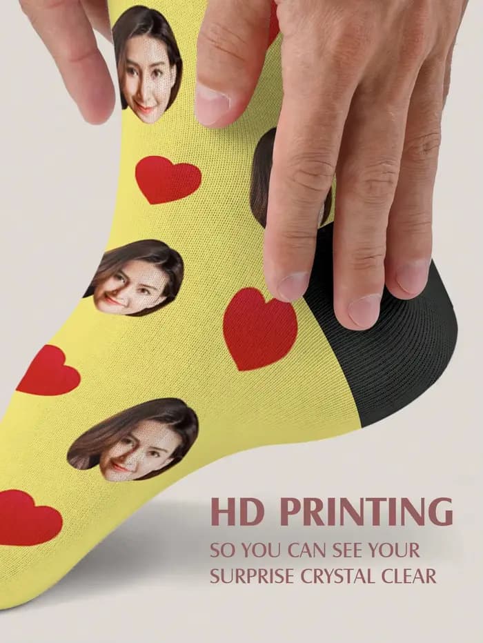 Chaussettes personnalisées avec Photo personnalisée pour Couple, cadeau d'anniversaire amusant pour Couples, famille, amis, noël, saint-valentin