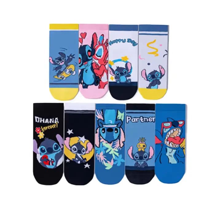 Bandai 5 paire/pack Anime Lilo Stitch série chaussettes point thème cheville chaussette