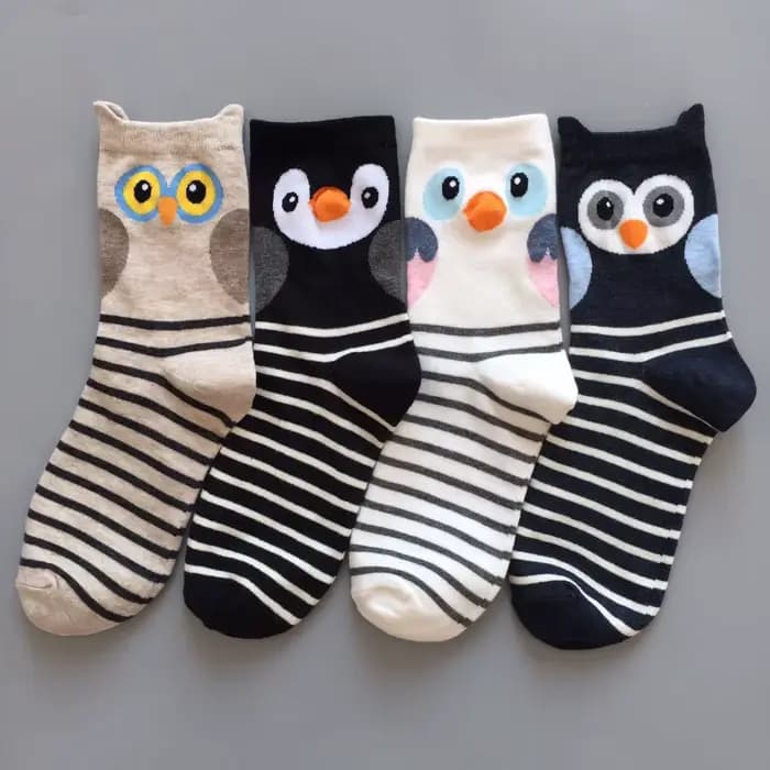 1 paire dessin animé hibou mignon filles chaussette Kwaii drôle mode