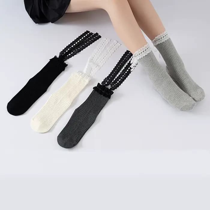 Sweety dentelle-bord sangles Yoga Pilates chaussettes pour femmes anti-dérapant sol sport mollet