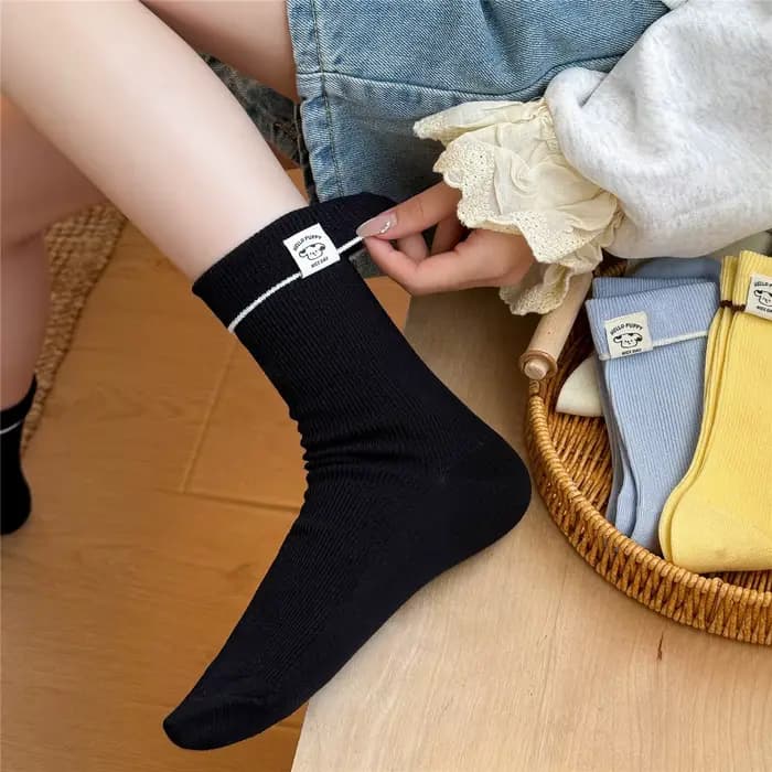 Chaussettes coréennes pour femmes, couleur unie, dessin animé Kawaii, chaussettes en coton respirant de haute qualité pour filles, style Preppy Simple, polyvalent et amusant