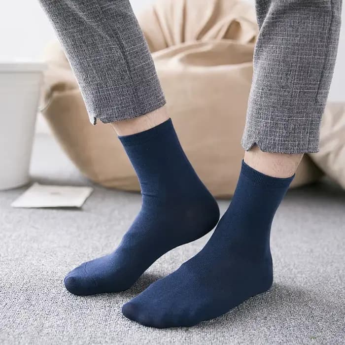 Chaussettes rayées en coton bleu marine pour hommes