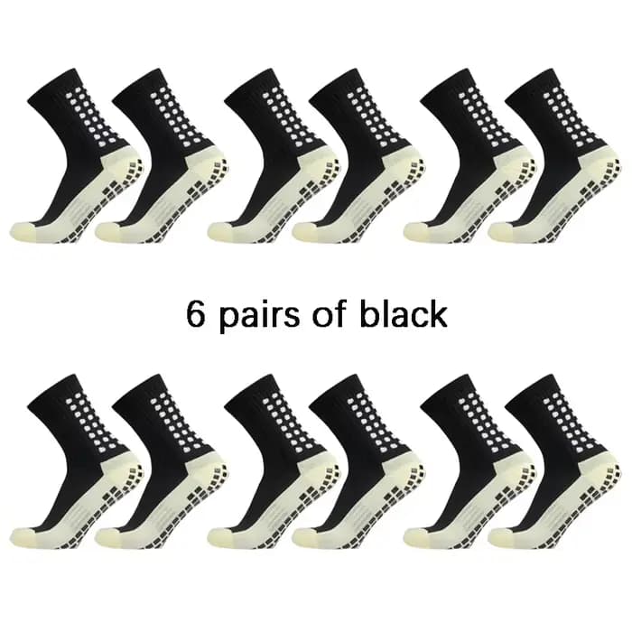 6 paires de chaussettes de sport classiques antidérapantes avec points adhésifs, chaussettes de football