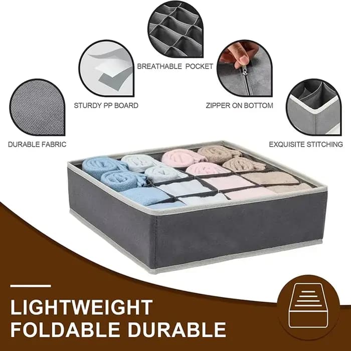 Organisateur de sous-vêtements de chaussettes, diviseur de tiroir pliable, organisateurs de placard, bacs, boîte de rangement d'organisation d'armoire pour chaussettes, sous-vêtements cravate
