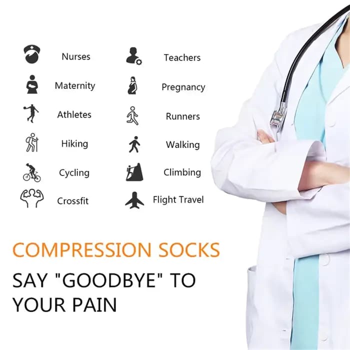 5 paires de chaussettes de Compression pour hommes, chaussettes de Sport de course, hauteur des genoux, 20-30mmHg, œdème médical, varices, bas de Compression pour femmes