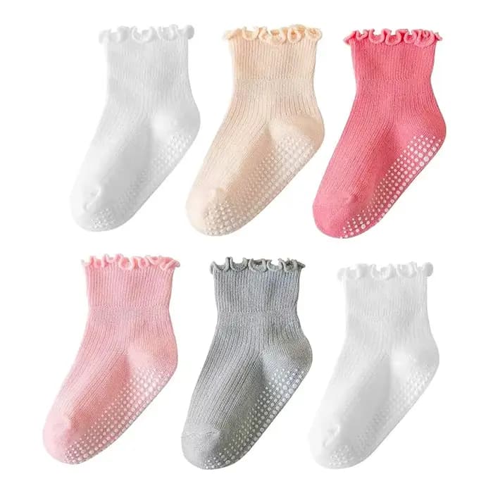 6 paires de chaussettes à volants pour filles - Baby Grip 0-5 ans