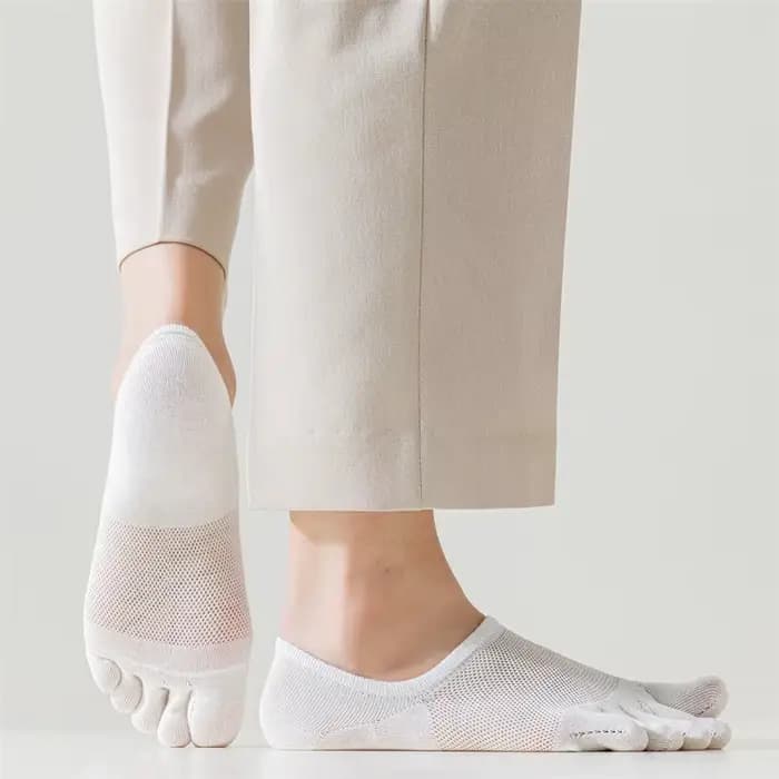 Chaussettes fines en maille respirante à cinq doigts pour hommes