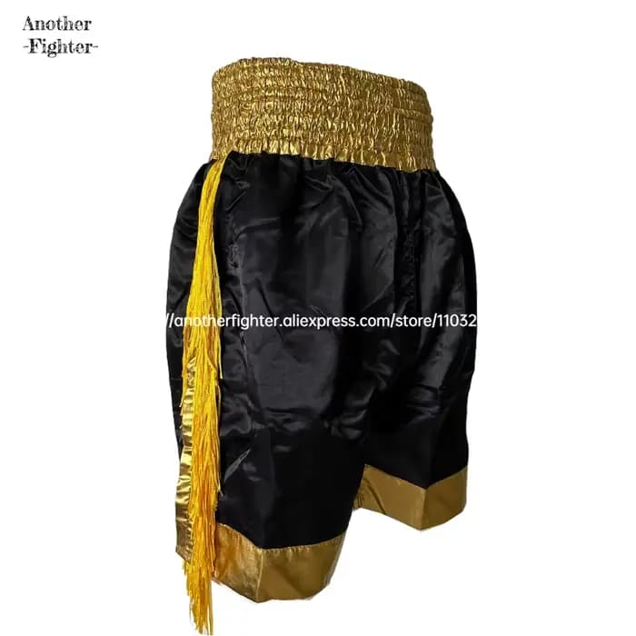 Short Muay Thai short de boxe uni hommes femmes enfants glands dorés Kickboxing Cage short de combat solide vêtements d'arts martiaux