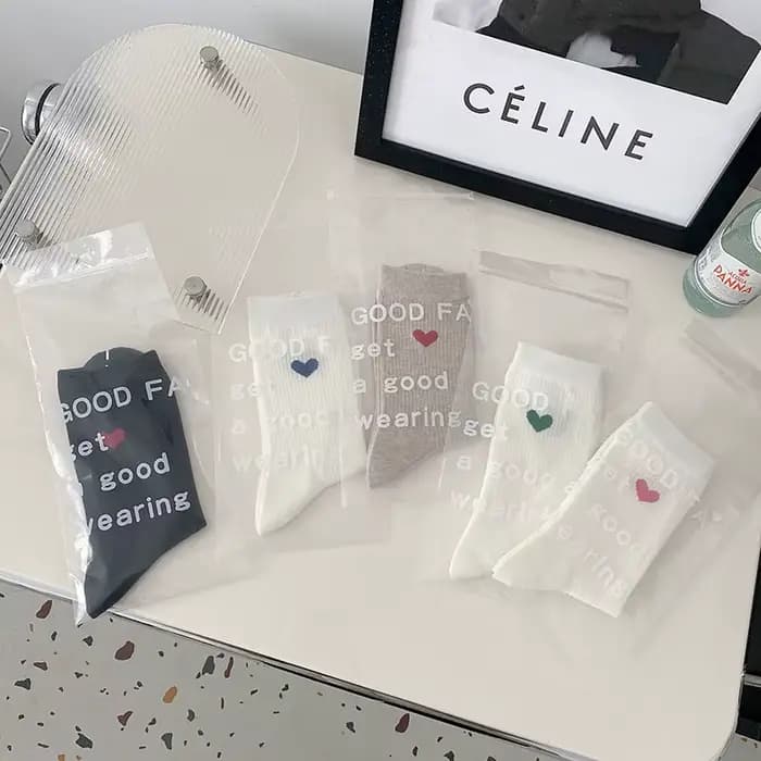 Chaussettes pour femmes coréen amour Simple polyvalent doux Kawaii mi Tube