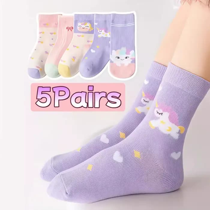 5/10 paires de chaussettes pour enfants à motif licorne de dessin animé