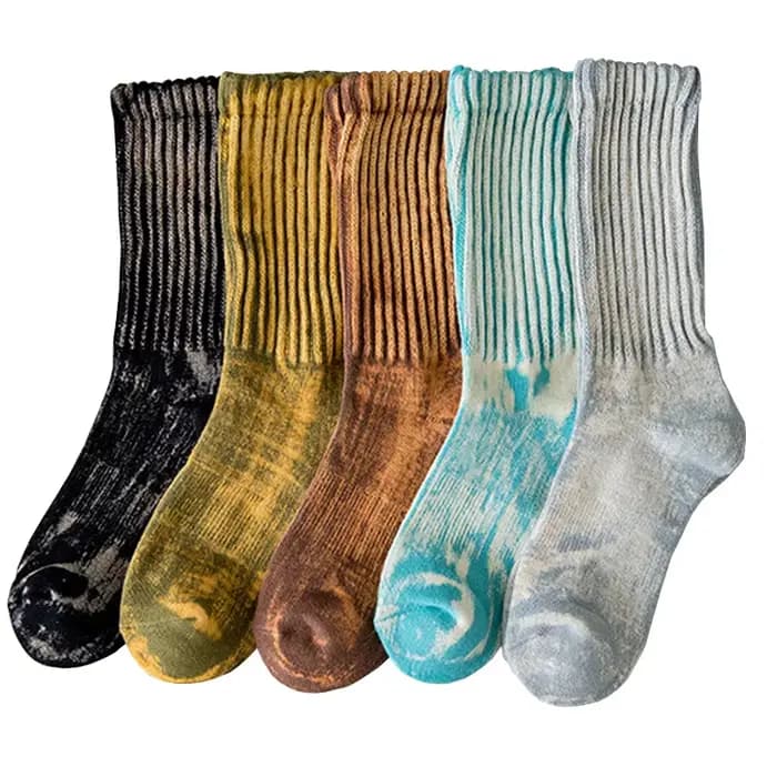 Chaussettes mi-longues en coton délavé pour hommes et femmes