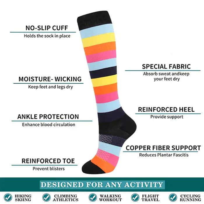 3 paires de chaussettes de Compression de couleur aléatoire pour femmes